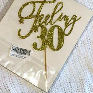 FEELING 30 CAKE TOPPER Gold Glitter Movie Star